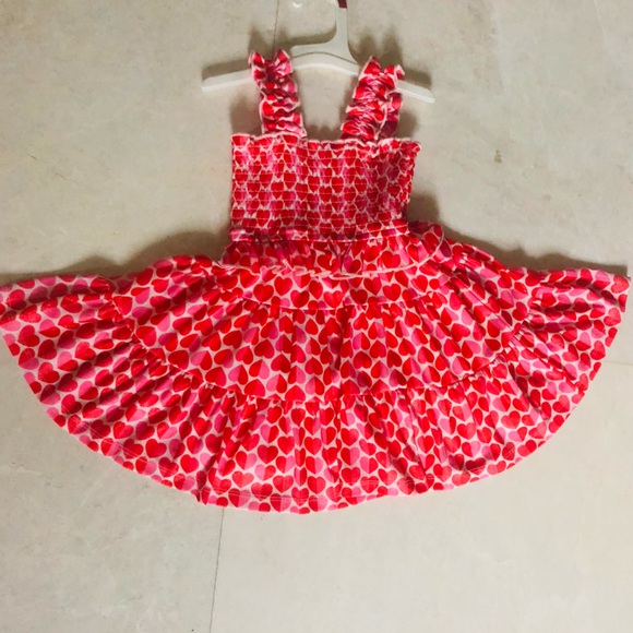Truly Me Other - Truly Me Red Heart Print Smocked Ruffled Sundress.Size 2T